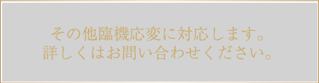 その他臨機応変に対応します。